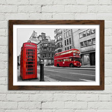 Load image into Gallery viewer, Red Bus and Telephone Box in London