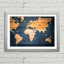 Load image into Gallery viewer, World Map Wood Effect Oceans