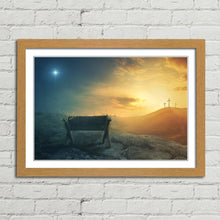 Load image into Gallery viewer, Manger and Crosses at Sunrise