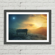 Load image into Gallery viewer, Manger and Crosses at Sunrise