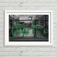 Load image into Gallery viewer, Green Bike on Bridge Amsterdam