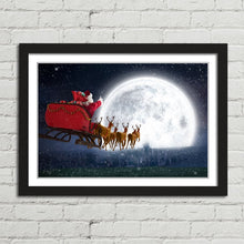 Load image into Gallery viewer, Santa Claus Moon Sleigh Reindeer Christmas