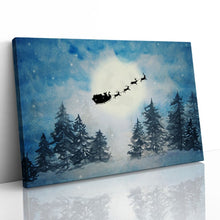 Load image into Gallery viewer, Santa Claus Reindeer Snow Watercolour Painting