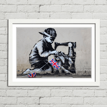 Load image into Gallery viewer, Boy Making Union Flags Banksy