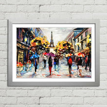 Load image into Gallery viewer, Paris Umbrellas Eiffel Tower Oil Painting