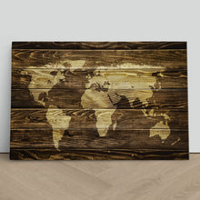 Load image into Gallery viewer, World Map on Wood Background
