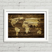 Load image into Gallery viewer, World Map on Wood Background