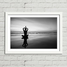 Load image into Gallery viewer, Woman Beach Meditation Silhouette