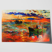 Load image into Gallery viewer, Fishing Boats at Sea Oil Painting