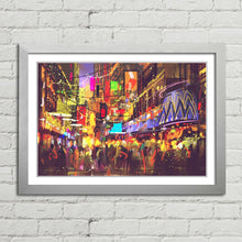 Load image into Gallery viewer, City Nightlife Oil Painting