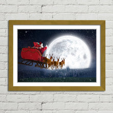 Load image into Gallery viewer, Santa Claus Moon Sleigh Reindeer Christmas