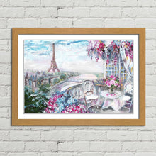 Load image into Gallery viewer, Paris Balcony Eiffel Tower Oil Painting