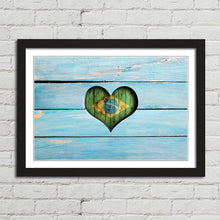 Load image into Gallery viewer, Love Brazil Heart Flag on Wood