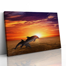Load image into Gallery viewer, Dolphins Jumping at Sunset