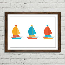 Load image into Gallery viewer, Yellow Blue Red Boats