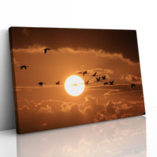 Load image into Gallery viewer, Cranes Flying at Sunset