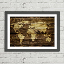 Load image into Gallery viewer, World Map on Wood Background