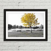 Load image into Gallery viewer, Yellow Tree Park Bench Lake
