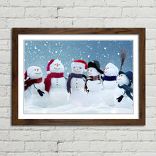 Load image into Gallery viewer, Snowman Choir Smiling at Christmas