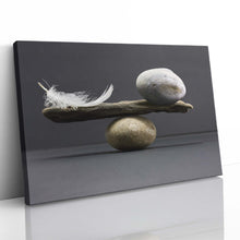 Load image into Gallery viewer, Feather Stone Balance Abstract Picture Canvas Framed Print Wall Art
