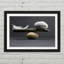 Load image into Gallery viewer, Feather Stone Balance Abstract Picture Canvas Framed Print Wall Art
