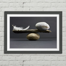 Load image into Gallery viewer, Feather Stone Balance Abstract Picture Canvas Framed Print Wall Art
