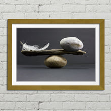 Load image into Gallery viewer, Feather Stone Balance Abstract Picture Canvas Framed Print Wall Art
