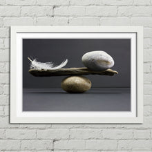 Load image into Gallery viewer, Feather Stone Balance Abstract Picture Canvas Framed Print Wall Art
