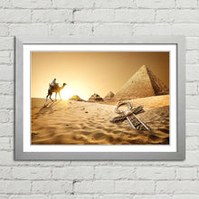 Load image into Gallery viewer, Pyramids, Ankh and Camel in Desert
