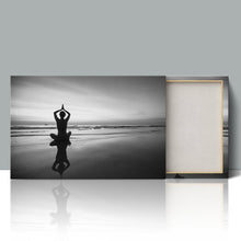 Load image into Gallery viewer, Woman Beach Meditation Silhouette
