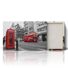 Load image into Gallery viewer, Red Bus and Telephone Box in London
