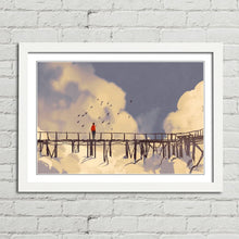 Load image into Gallery viewer, Man on Bridge with Birds Painting
