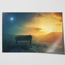 Load image into Gallery viewer, Manger and Crosses at Sunrise
