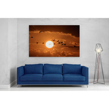 Load image into Gallery viewer, Cranes Flying at Sunset
