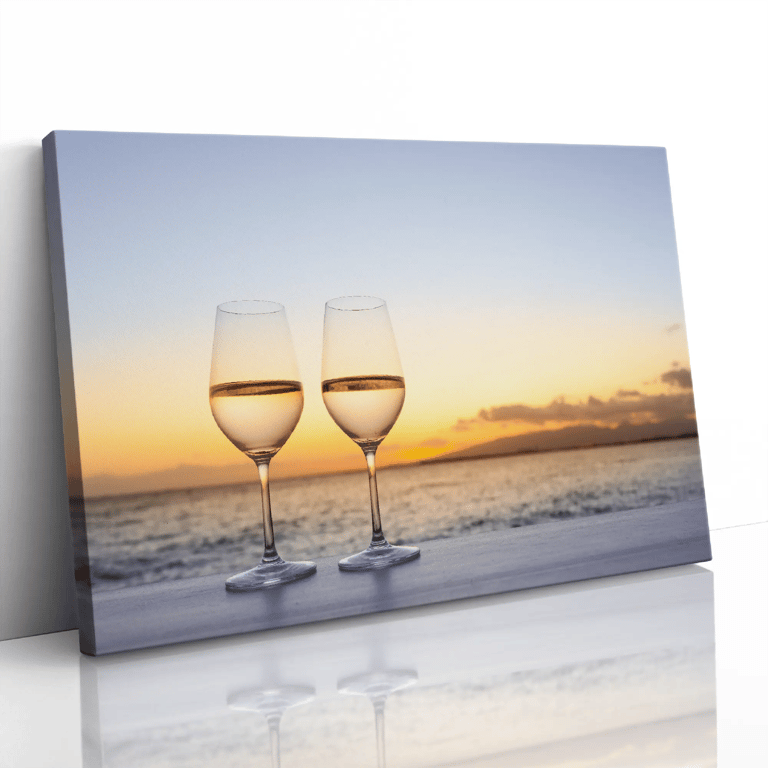 Wine Glasses at Sunset