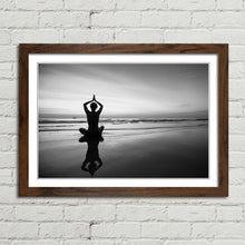 Load image into Gallery viewer, Woman Beach Meditation Silhouette
