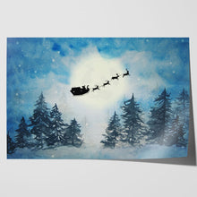 Load image into Gallery viewer, Santa Claus Reindeer Snow Watercolour Painting
