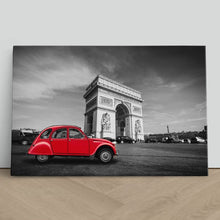 Load image into Gallery viewer, Red Citroen 2CV at Arc de Triomphe Paris
