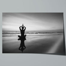 Load image into Gallery viewer, Woman Beach Meditation Silhouette
