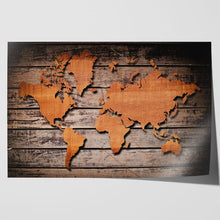 Load image into Gallery viewer, World Map Carving on Wood Plank
