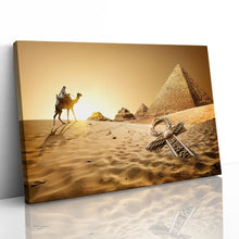 Load image into Gallery viewer, Pyramids, Ankh and Camel in Desert
