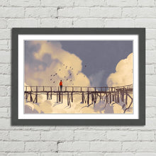 Load image into Gallery viewer, Man on Bridge with Birds Painting
