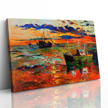 Load image into Gallery viewer, Fishing Boats at Sea Oil Painting
