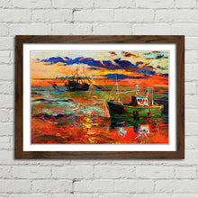 Load image into Gallery viewer, Fishing Boats at Sea Oil Painting
