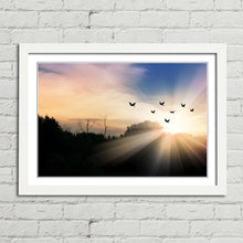 Load image into Gallery viewer, Flock of Birds in Mountain Landscape
