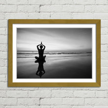 Load image into Gallery viewer, Woman Beach Meditation Silhouette
