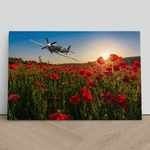 Load image into Gallery viewer, Spitfire over Poppy Field Sunset Remembrance
