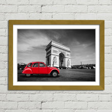 Load image into Gallery viewer, Red Citroen 2CV at Arc de Triomphe Paris
