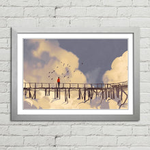 Load image into Gallery viewer, Man on Bridge with Birds Painting
