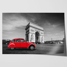 Load image into Gallery viewer, Red Citroen 2CV at Arc de Triomphe Paris
